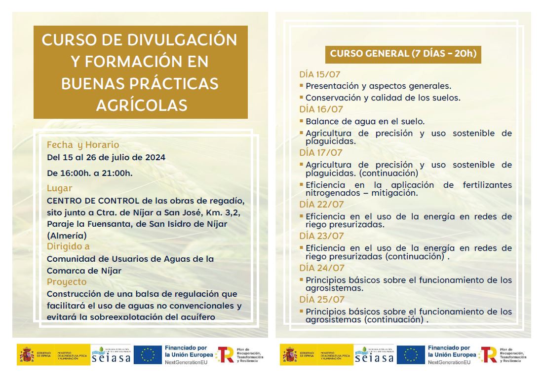 CURSO DE DIVULGACION Y FORMACION EN BUENAS PRACTICAS AGRICOLAS.